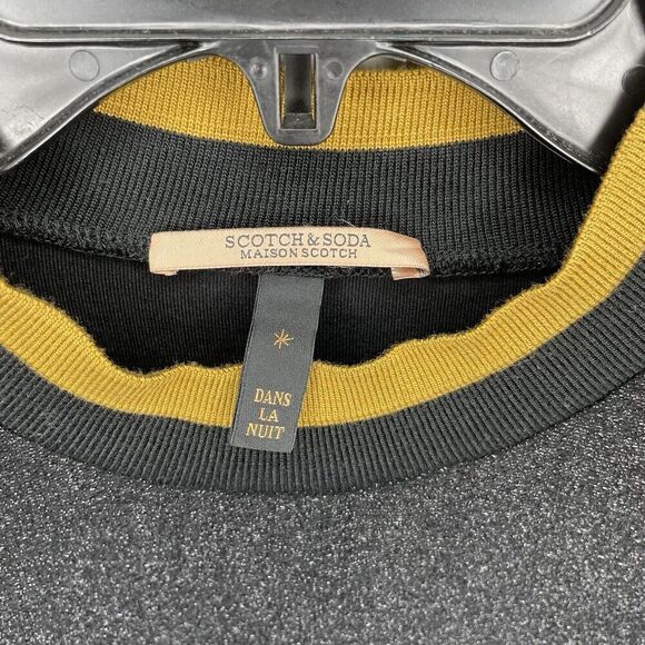 SCOTCH & SODA Top Women Medium Black Metallic Short Sleeve Shirt Viscose Stretch - Picture 6 of 8